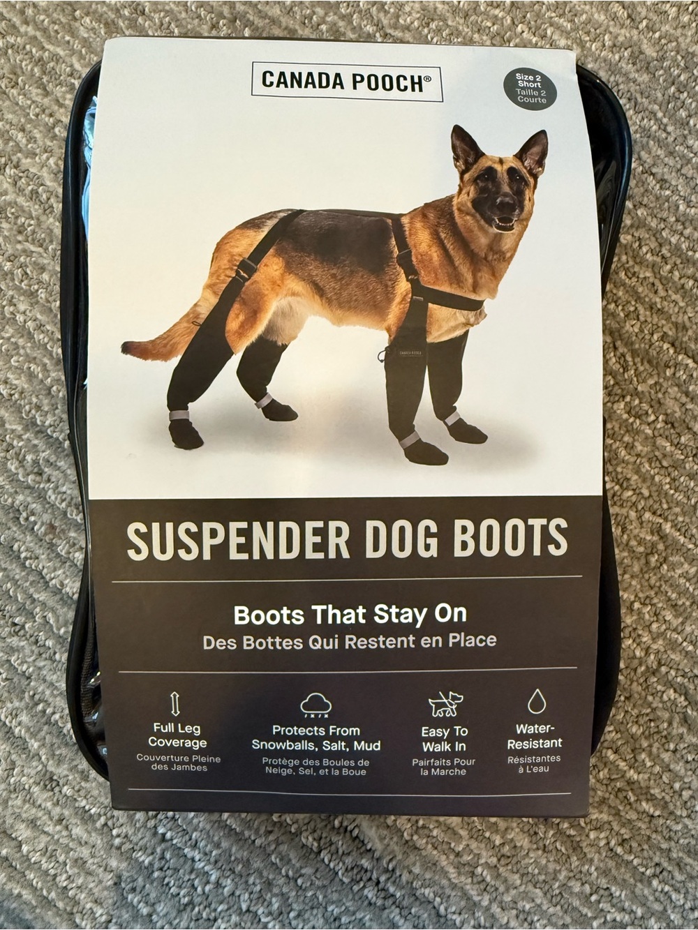 Canada Pooch Suspender Dog Boots Size 2 Short Black Water Resistant Snow Boots